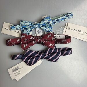 Janie and Jack Boys Bow Tie Set 3 Pack Fish Dog Stripe Blue Burgundy Navy NWT